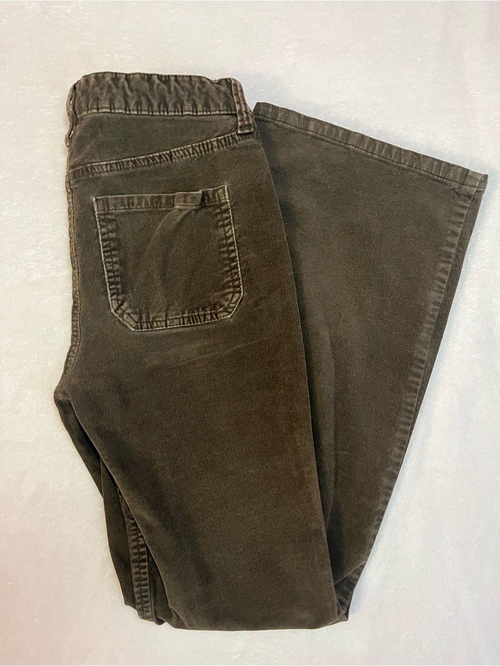 High-Rise Flared Leg Corduroy Pants — Deep Chocolate